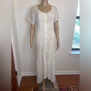 Vintage CAMEO COTTAGECORE Embroidered Flower Maxi Dress Made in USA SIZE S/M